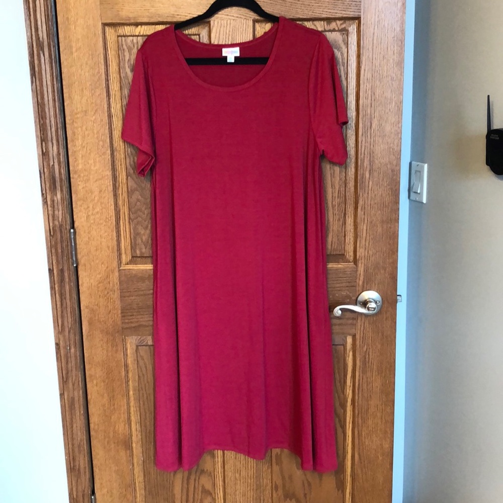 Lularoe Rose Red Stretchy Jessie w/Pockets NWOT